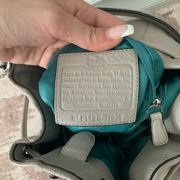 Vintage Y2K 2011 COACH Madison F1120-17016 Leather Drawstring Grey Bag LIKE NEW - Picture 4 of 16